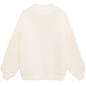Anine Bing Sydney Crew Sweater, Ivory Crochet